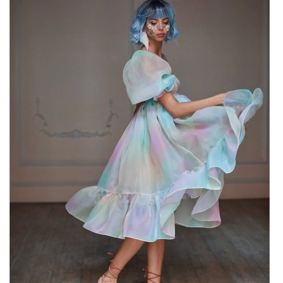 Selkie The Rainbow French Puff Midi Dress - Picture 11 of 12